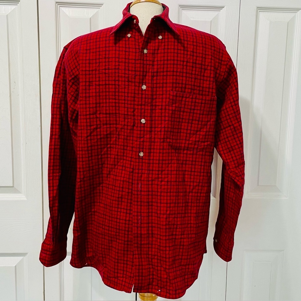 Pendleton Red and Black Plaid Button-Down Shirt